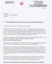 Bedankbrief uit Roemenië