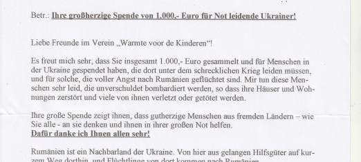 Bedankbrief uit Roemenië